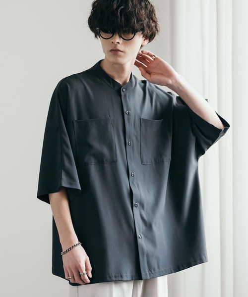 接触冷感オーバーサイズバンドカラードルマンシャツ（シャツ/ブラウス