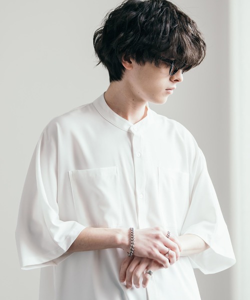 美品 マノフ MANOF コットン バンドカラー オーバーサイズ シャツ クラネ MANOF OFFICIAL ONLINE STORE