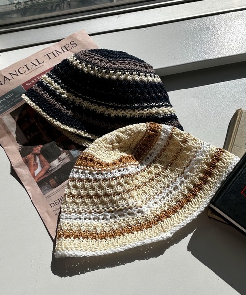 WEGO（ウィゴー）の「WEGO/クロシェ編みボーダーハット（ハット・レディース・オフホワイト/ネイビー・FREE）」の11枚目の写真
