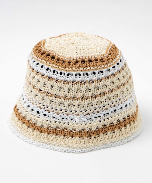 WEGO（ウィゴー）の「WEGO/クロシェ編みボーダーハット（ハット・レディース・オフホワイト/ネイビー・FREE）」の13枚目の写真