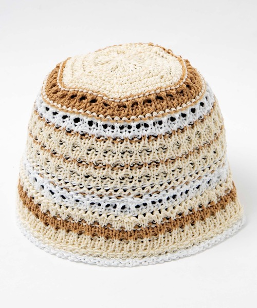 WEGO（ウィゴー）の「WEGO/クロシェ編みボーダーハット（ハット・レディース・オフホワイト/ネイビー・FREE）」の15枚目の写真