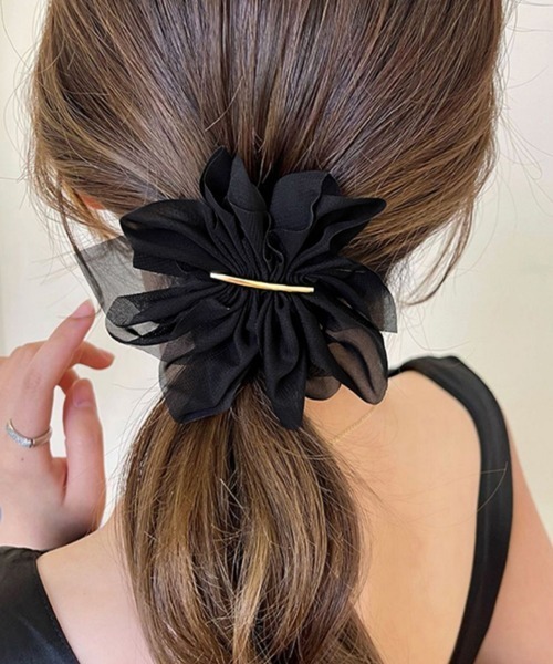 Miniministore（ミニミニストア）の「シフォンバレッタ レディースヘアアレンジ（バレッタ/ヘアクリップ・レディース・ホワイト/ブラック/ベージュ・FREE）」の3枚目の写真