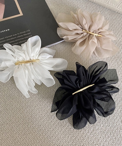 Miniministore（ミニミニストア）の「シフォンバレッタ レディースヘアアレンジ（バレッタ/ヘアクリップ・レディース・ホワイト/ブラック/ベージュ・FREE）」の5枚目の写真