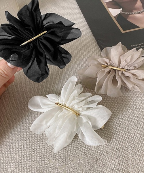 Miniministore（ミニミニストア）の「シフォンバレッタ レディースヘアアレンジ（バレッタ/ヘアクリップ・レディース・ホワイト/ブラック/ベージュ・FREE）」の10枚目の写真