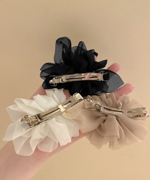 Miniministore（ミニミニストア）の「シフォンバレッタ レディースヘアアレンジ（バレッタ/ヘアクリップ・レディース・ホワイト/ブラック/ベージュ・FREE）」の17枚目の写真
