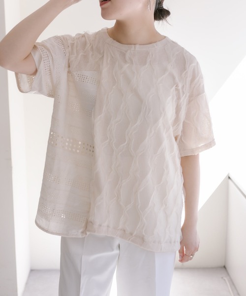 ear パピヨネ　スミスタイル　切り替えアシメトップス　美品 ear PAPILLONNER（イアパピヨネ）の「斜め切り替えパンツ【SUM1
