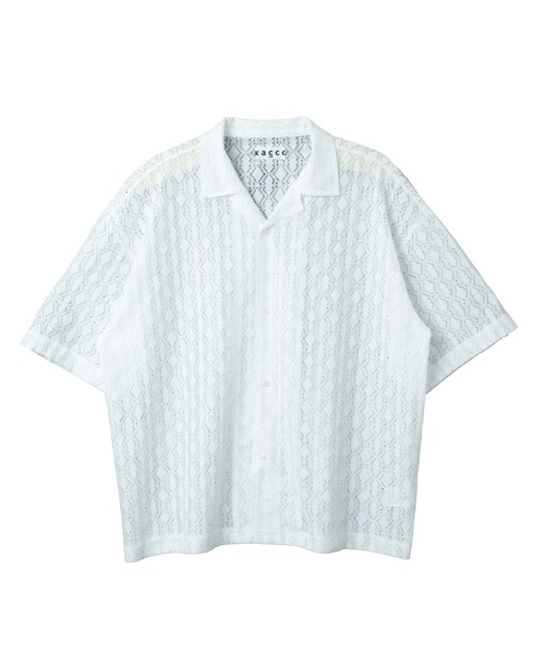 KACCO（カッコ）の「《ユニセックスアイテム》SHEER LACE SHIRTS / レースシアーシャツ（シャツ/ブラウス・メンズ・ホワイト/ブラック・LARGE/MEDIUM/SMALL）」の11枚目の写真