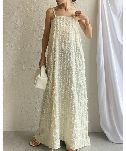 She's Closet(シーズクローゼット)の「ロング丈カットフリンジジャガードキャミワンピース(ワンピース・レディース・ブラウン/アイボリー/ブラック・FREE)」の10枚目の写真