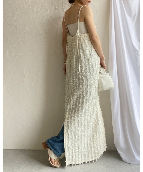 She's Closet(シーズクローゼット)の「ロング丈カットフリンジジャガードキャミワンピース(ワンピース・レディース・ブラウン/アイボリー/ブラック・FREE)」の19枚目の写真