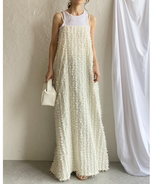 She's Closet(シーズクローゼット)の「ロング丈カットフリンジジャガードキャミワンピース(ワンピース・レディース・ブラウン/アイボリー/ブラック・FREE)」の18枚目の写真