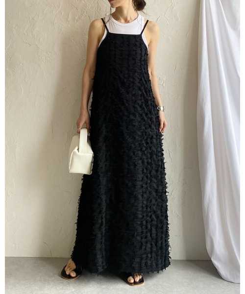She's Closet(シーズクローゼット)の「ロング丈カットフリンジジャガードキャミワンピース(ワンピース・レディース・ブラウン/アイボリー/ブラック・FREE)」の16枚目の写真