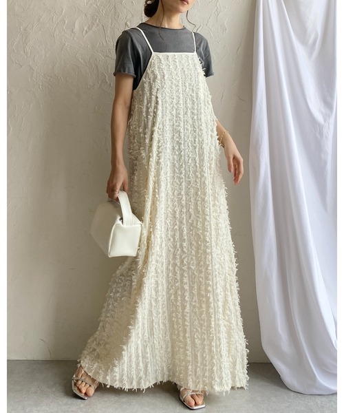 She's Closet(シーズクローゼット)の「ロング丈カットフリンジジャガードキャミワンピース(ワンピース・レディース・ブラウン/アイボリー/ブラック・FREE)」の13枚目の写真