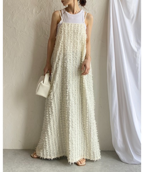 She's Closet(シーズクローゼット)の「ロング丈カットフリンジジャガードキャミワンピース(ワンピース・レディース・ブラウン/アイボリー/ブラック・FREE)」の12枚目の写真