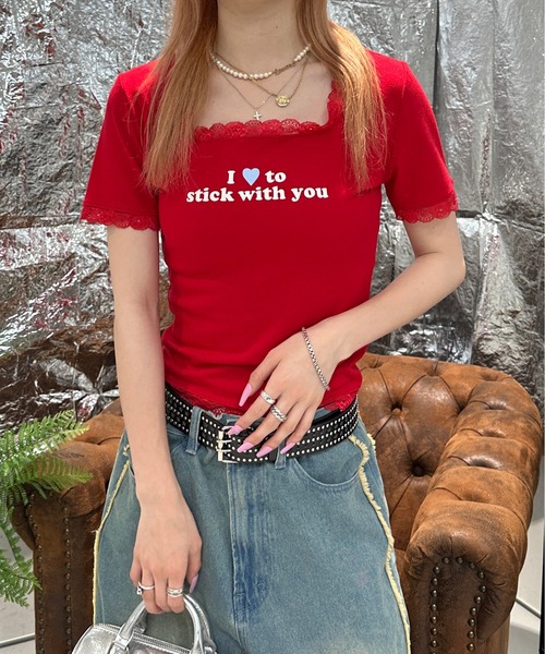 sedacle girl（セダクルガール）の「バックリボンレーストップス（Tシャツ/カットソー・レディース・レッド/ブラック/カーキ/スモークピンク・MEDIUM/SMALL）」の4枚目の写真