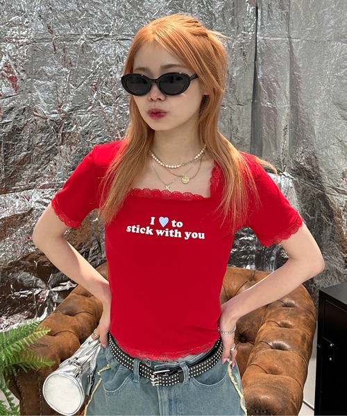 sedacle girl（セダクルガール）の「バックリボンレーストップス（Tシャツ/カットソー・レディース・レッド/ブラック/カーキ/スモークピンク・MEDIUM/SMALL）」の13枚目の写真