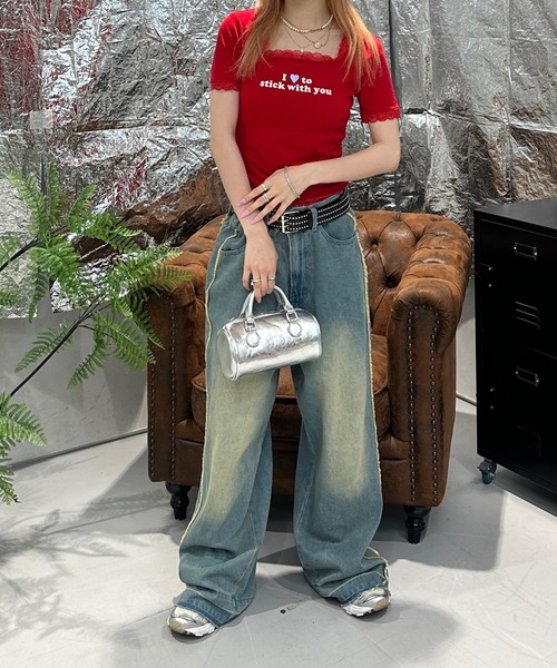 sedacle girl（セダクルガール）の「バックリボンレーストップス（Tシャツ/カットソー・レディース・レッド/ブラック/カーキ/スモークピンク・MEDIUM/SMALL）」の16枚目の写真