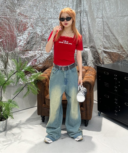 sedacle girl（セダクルガール）の「バックリボンレーストップス（Tシャツ/カットソー・レディース・レッド/ブラック/カーキ/スモークピンク・MEDIUM/SMALL）」の17枚目の写真