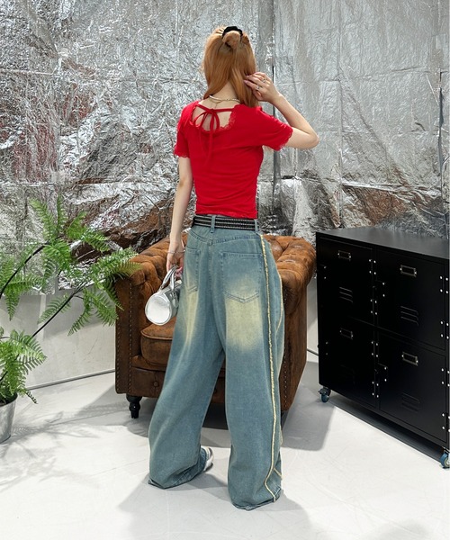 sedacle girl（セダクルガール）の「バックリボンレーストップス（Tシャツ/カットソー・レディース・レッド/ブラック/カーキ/スモークピンク・MEDIUM/SMALL）」の19枚目の写真