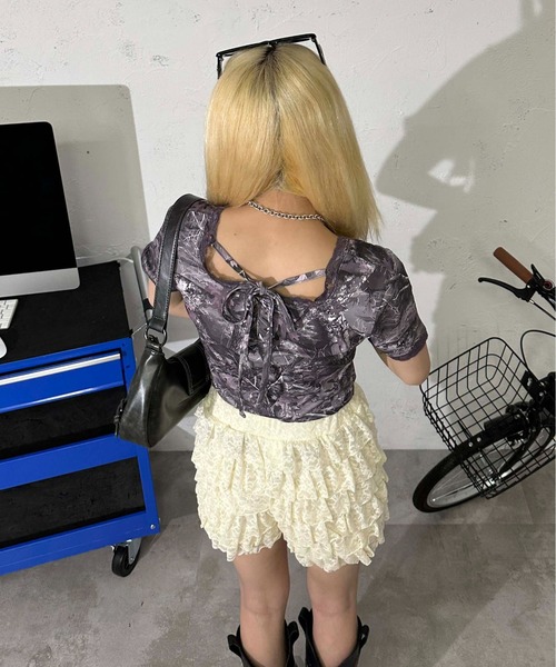 sedacle girl（セダクルガール）の「バックリボンレーストップス（Tシャツ/カットソー・レディース・レッド/ブラック/カーキ/スモークピンク・MEDIUM/SMALL）」の20枚目の写真