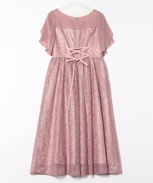 AIMER（エメ）の「リーフ柄スパンコール刺繍袖付きフィット&フレア