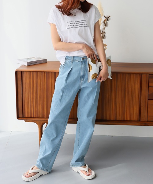 Doula Doula（ドゥーラドゥーラ）の「タックワイドデニムパンツ（デニムパンツ・レディース・ブルー/ライトブルー/インディゴブルー・S/M/L）」の21枚目の写真