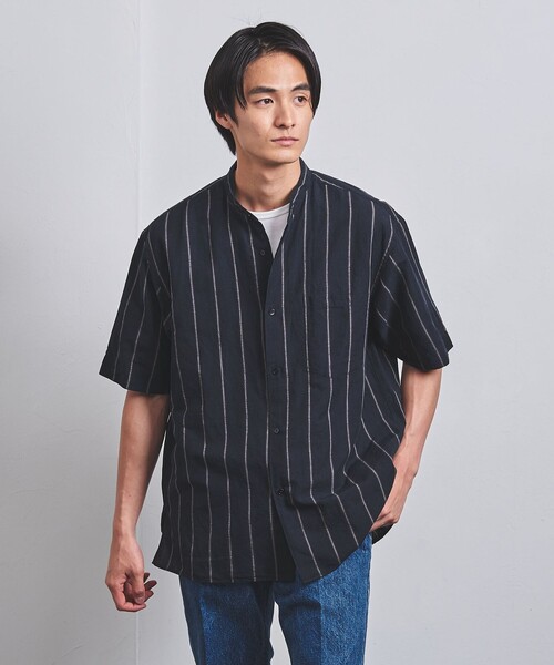 UNITED ARROWS(ユナイテッドアローズ)の「Moldivaa ショートスリーブ バンドカラーシャツ(シャツ/ブラウス・メンズ・ホワイト/ネイビー/その他1・S/M/L/XL)」の3枚目の写真