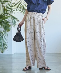 【WEB限定】リネンミックスドットタックワイドパンツ