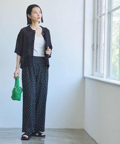 【日本未入荷】4色 リネン混 ワンタック ワイドパンツ セール】【WEB限定】リネンミックスドットタックワイドパンツ