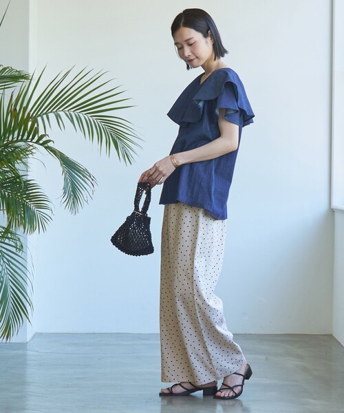 coen(コーエン)の「【WEB限定】リネンミックスドットタックワイドパンツ(その他パンツ・レディース・ブラック/ベージュ・S/M/L)」の18枚目の写真