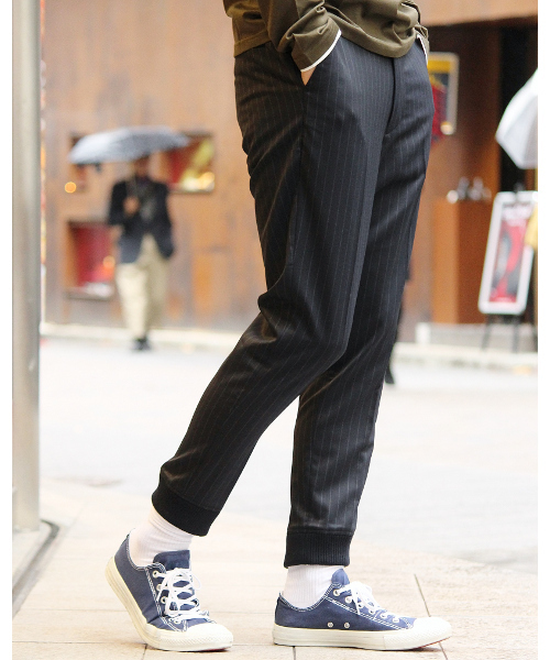 EDIFICE(エディフィス)の「◇T/Wストライプ イージーリブスラックス(その他パンツ・メンズ・ネイビー/チャコールグレー・46/48/42/44)」の2枚目の写真