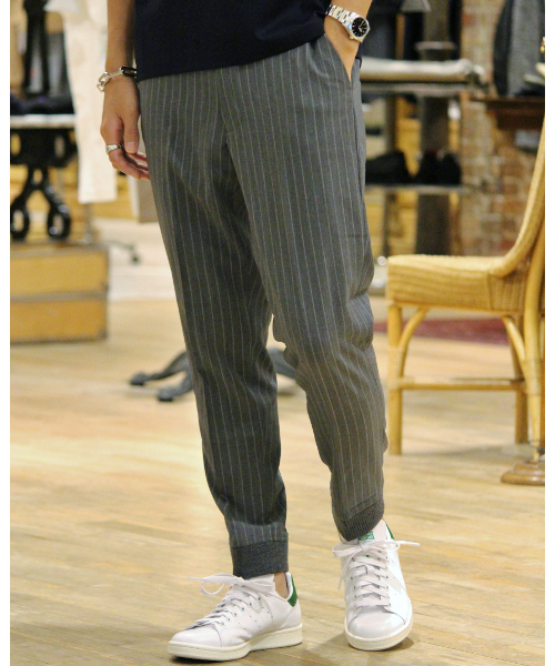 EDIFICE(エディフィス)の「◇T/Wストライプ イージーリブスラックス(その他パンツ・メンズ・ネイビー/チャコールグレー・46/48/42/44)」の1枚目の写真