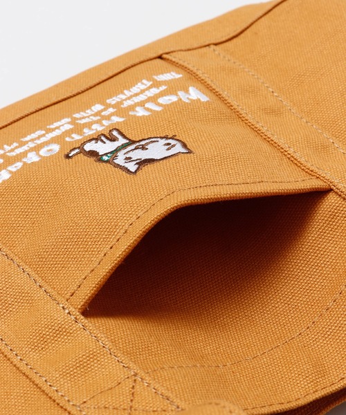 チャイハネ(チャイハネ)の「【チャイハネ】さすらいネコおかか 刺繍入りキャンバストートバッグ(トートバッグ・レディース・グリーン/ホワイト/マスタード・FREE)」の6枚目の写真