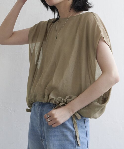 VENCEEXCHANGE（ヴァンスエクスチェンジ）の「ウエスト絞りフレンチブラウス（シャツ/ブラウス・レディース・ブラック/ブラウン系/オフホワイト・FREE）」の3枚目の写真