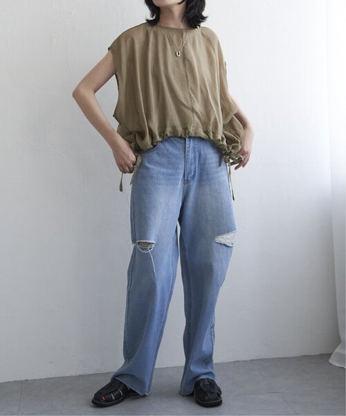 VENCEEXCHANGE（ヴァンスエクスチェンジ）の「ウエスト絞りフレンチブラウス（シャツ/ブラウス・レディース・ブラック/ブラウン系/オフホワイト・FREE）」の16枚目の写真