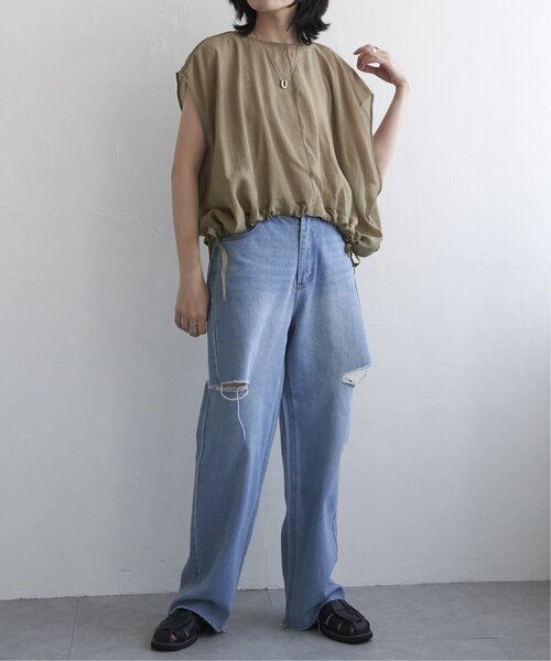 VENCEEXCHANGE（ヴァンスエクスチェンジ）の「ウエスト絞りフレンチブラウス（シャツ/ブラウス・レディース・ブラック/ブラウン系/オフホワイト・FREE）」の17枚目の写真