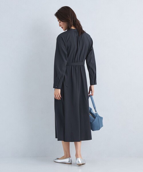 グリーンレーベルリラクシング タック フレア ワンピース シャツ ベージュ UNITED ARROWS green label relaxing｜シャツ襟 フィット&フレア