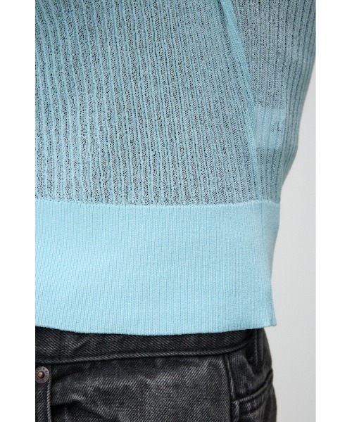 AZUL by moussy（アズールバイマウジー）の「シアーリブショートカーデ（カーディガン/ボレロ・レディース・グレー/レッド/ブラック/ライトブルー・FREE）」の14枚目の写真