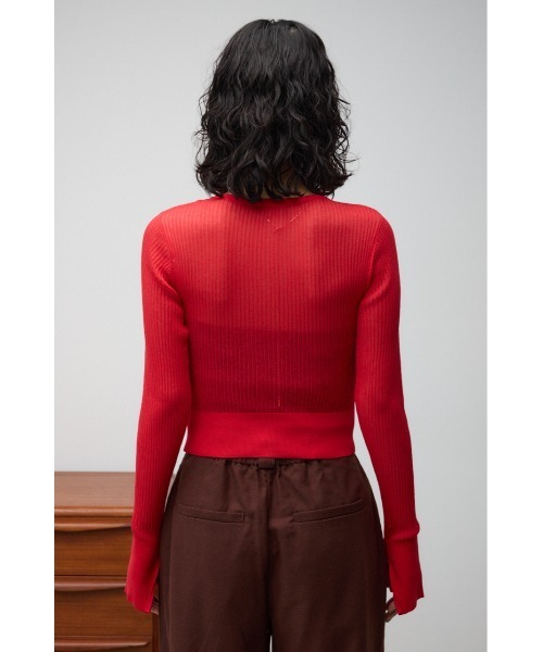 moussy - MOUSSY 今季 新品 リブショートカーデ パープル moussy - マウジー MOUSSY リブ カーディガン ショート丈 フリル