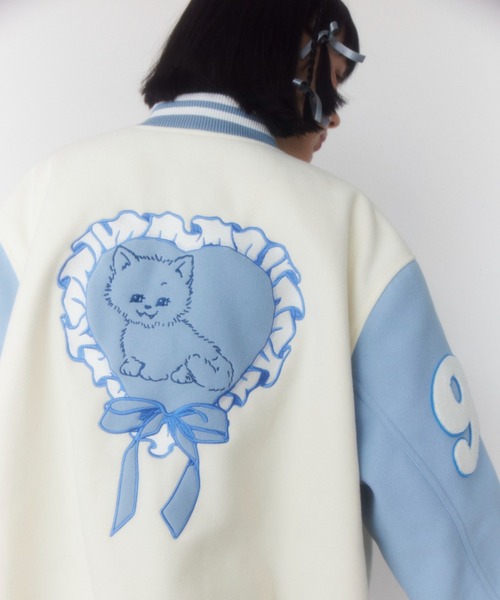 Candy Stripper（キャンディストリッパー）の「CANDYS CLUB STADIUM ジャンパー（スタジャン・レディース・オフホワイト/ライトピンク・2）」の10枚目の写真