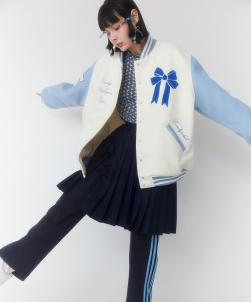 Candy Stripper（キャンディストリッパー）の「CANDYS CLUB STADIUM ジャンパー（スタジャン・レディース・オフホワイト/ライトピンク・2）」の13枚目の写真