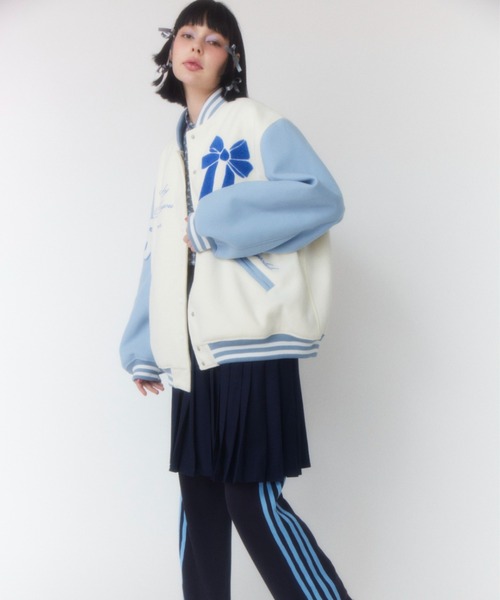 Candy Stripper（キャンディストリッパー）の「CANDYS CLUB STADIUM ジャンパー（スタジャン・レディース・オフホワイト/ライトピンク・2）」の12枚目の写真