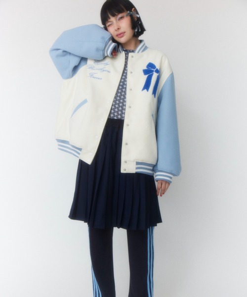 Candy Stripper（キャンディストリッパー）の「CANDYS CLUB STADIUM ジャンパー（スタジャン・レディース・オフホワイト/ライトピンク・2）」の11枚目の写真