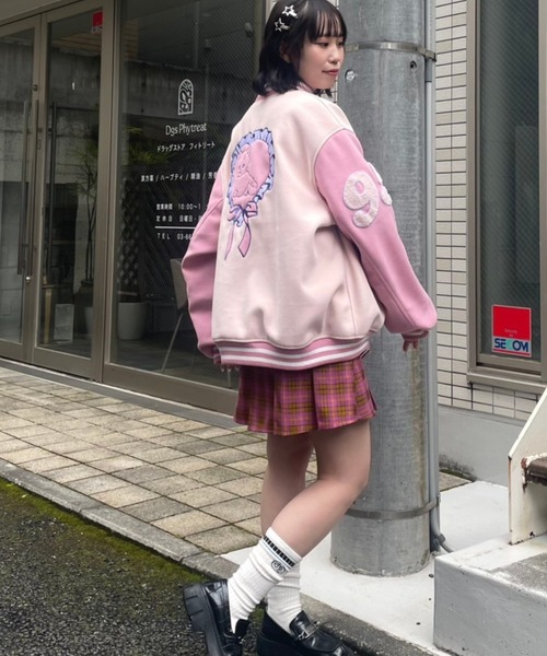 Candy Stripper（キャンディストリッパー）の「CANDYS CLUB STADIUM ジャンパー（スタジャン・レディース・オフホワイト/ライトピンク・2）」の22枚目の写真