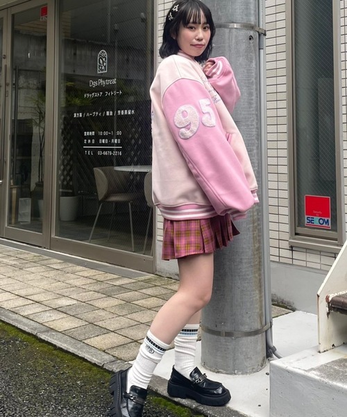 Candy Stripper（キャンディストリッパー）の「CANDYS CLUB STADIUM ジャンパー（スタジャン・レディース・オフホワイト/ライトピンク・2）」の21枚目の写真