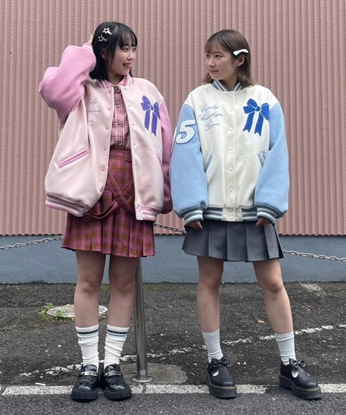 Candy Stripper（キャンディストリッパー）の「CANDYS CLUB STADIUM ジャンパー（スタジャン・レディース・オフホワイト/ライトピンク・2）」の17枚目の写真