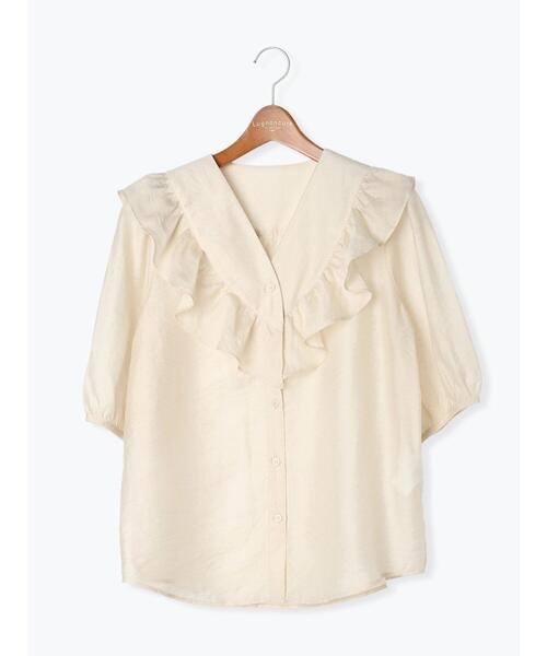 Lugnoncure（ルノンキュール）の「Vネックフリルブラウス（シャツ/ブラウス・レディース・ベージュ/ブラック/オフホワイト・F）」の14枚目の写真