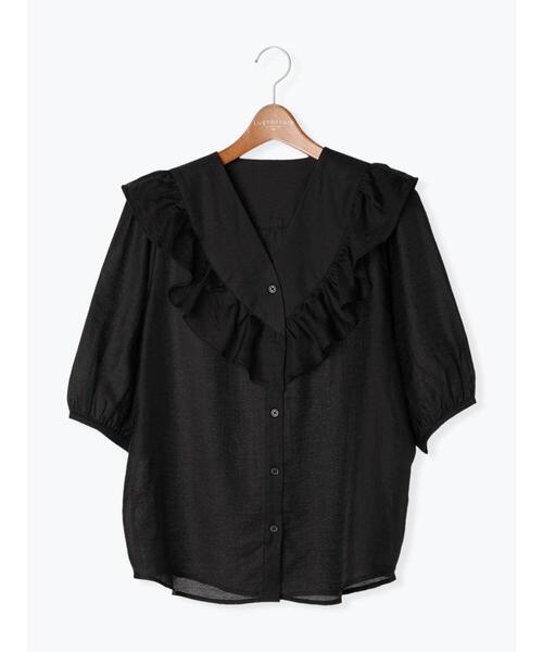 Lugnoncure（ルノンキュール）の「Vネックフリルブラウス（シャツ/ブラウス・レディース・ベージュ/ブラック/オフホワイト・F）」の15枚目の写真