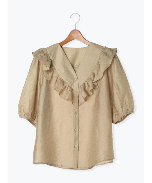 Lugnoncure（ルノンキュール）の「Vネックフリルブラウス（シャツ/ブラウス・レディース・ベージュ/ブラック/オフホワイト・F）」の16枚目の写真