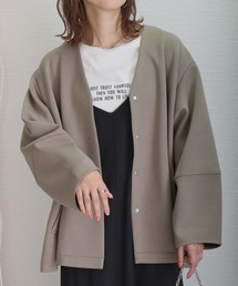 libelle more | 【2024AW】ダンボールポンチノーカラーフレアーブルゾン(ブルゾン)