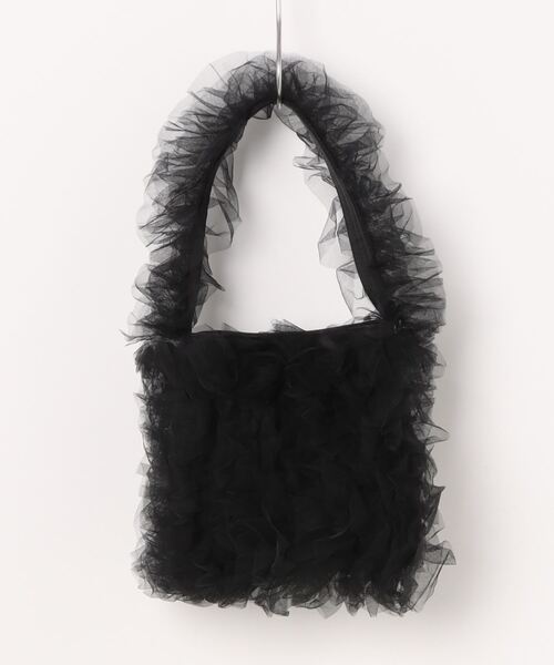 LA VORAGINE（ラ ヴォラジネ）の「全体チュールフリル　大人可愛いハンドバッグ（ハンドバッグ・レディース・ホワイト/ベージュ/ブラック/グレー・FREE）」の5枚目の写真